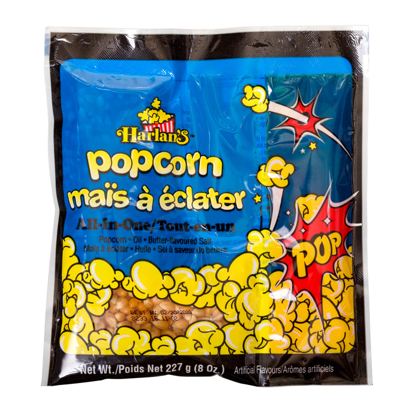 HARLAN'S ALL IN ONE PRE-PORTIONED POPCORN KITS FOR A 6 oz POPPER 36/8 oz