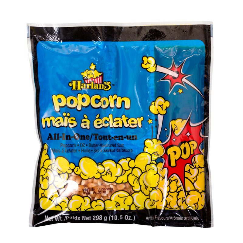 HARLAN'S ALL IN ONE PRE-PORTIONED POPCORN KITS FOR AN 8 oz POPPER 24/10 oz