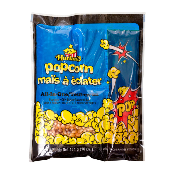 HARLAN'S ALL IN ONE PRE-PORTIONED POPCORN KITS FOR A 12 oz POPPER 24/16 oz